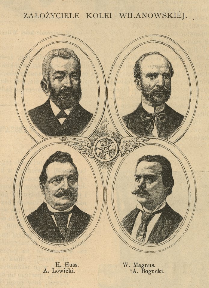 Założyciele Kolei Wilanowskiej, H. Huss, A. Lewicki, W. Magnus, A. Bogucki (52810)
