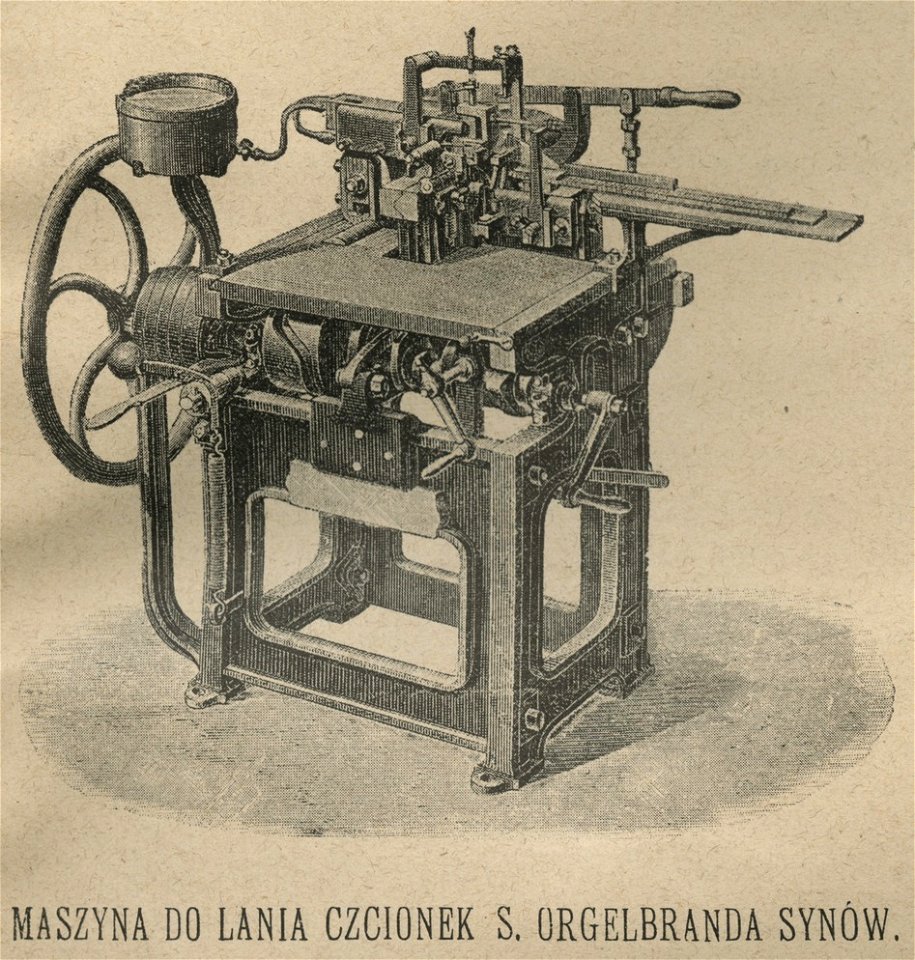 Wystawa wyrobów metalowych w siedzibie cyrku na ul. Ordynackiej - Maszyna do lania czcionek S. Orgelbranda Synów (60668)