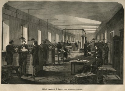 Zakłady drukarni J. Ungra - Sala składaczów (zecernia) (58854)