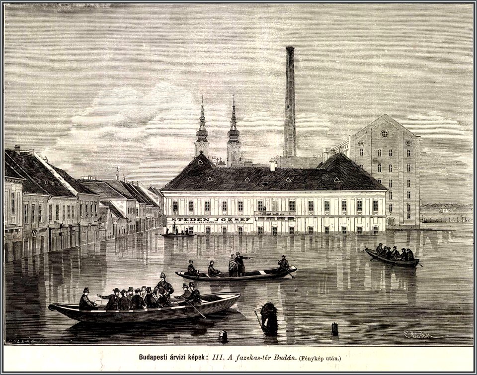 Árvízkép, Fazekas tér, Budán. Mo. és a Nagyvilág, 1876