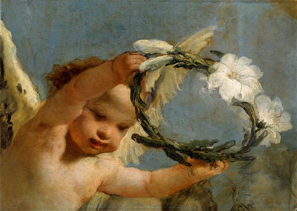 Ángel con corona de azucenas