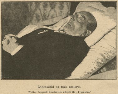 Żółkowski na łożu śmierci, według fotografii Konstantego zdjętej dla Tygodnika (59685). Free illustration for personal and commercial use.