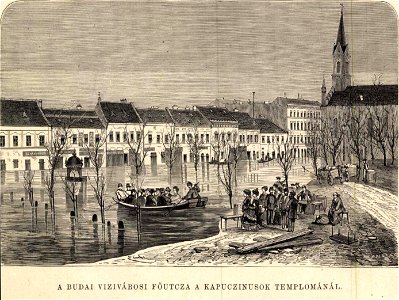 Árvízkép 1876-ból a budai vizivárosi Fő utca, Vasárnapi Ujság, 1876