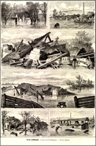 Árvízkép. A váci temető. Romok Újpesten. Mo. és a Nagyvilág, 1876