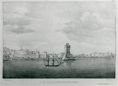 À l'ancre devant le port - Rottiers Bernard Eugène Antoine - 1828