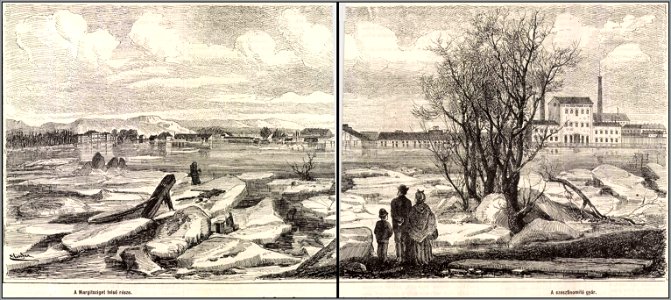 Árvízképek. Látkép az újpesti útról. Mo. és a Nagyvilág, 1876