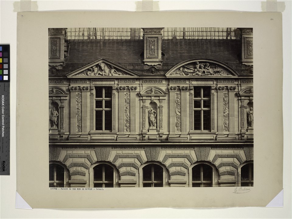 Édouard Baldus, Louvre - Facade on the Rue de Rivoli - Detail - NYPL Digital Collections