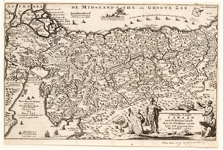 ´t Beloofde. landt. Canaan met de reijsen Israels door de woestijne nieuw lijx uijt gegeven door W. Goeree. 1682, objectnr A 19784