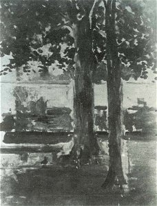 Édouard Manet - Arbes et banc dans le jardin de Bellevue (RW 401)