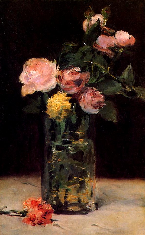 Édouard Manet - Roses dans un vase de verre (RWI 429)
