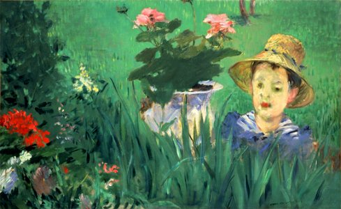 Édouard Manet - Boy in Flowers (Jacques Hoschedé) - Google Art Project. Free illustration for personal and commercial use.