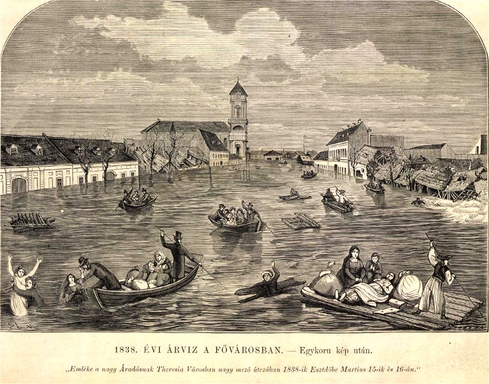 Árvízkép, 1838, Pest-Terézváros, Vasárnapi Ujság, 1876
