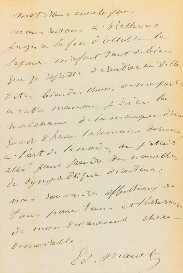 Édouard Manet - LETTRE À MARTHE HOSCHEDÉ (LA CHÂTAIGNE) (RW 594), September 10, 1880