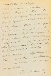Édouard Manet - LETTRE À MARTHE HOSCHEDÉ (LA CHÂTAIGNE) (RW 594), September 10, 1880