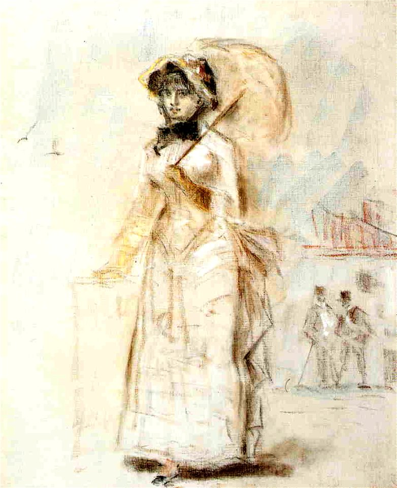 Édouard Manet - Femme en Promenade tenant une Ombrelle ouverte