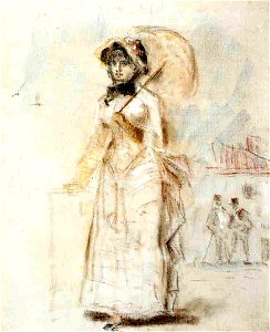 Édouard Manet - Femme en Promenade tenant une Ombrelle ouverte