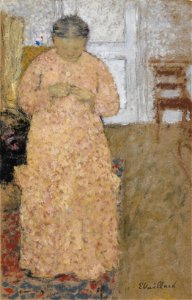 Édouard Vuillard - Knitting Woman in Pink Dress - Google Art Project