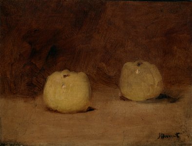 Édouard Manet - Still Life with Two Apple - 1975.84.6 - Yale University Art Gallery. Free illustration for personal and commercial use.
