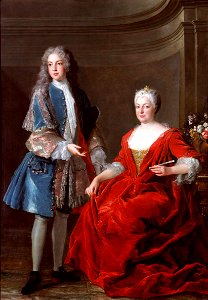 Élisabeth Charlotte d'Orléans with her son François Étienne de Lorraine. Free illustration for personal and commercial use.