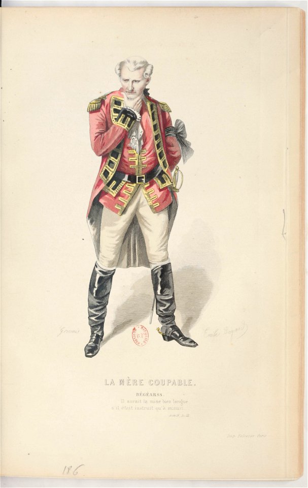 Émile Bayard - Beaumarchais - Bégéarss in La mère coupable, 1876 - Original