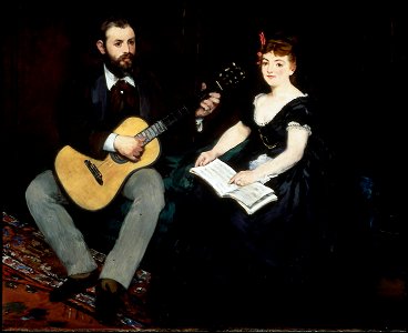 Édouard Manet - Leçon de Musique (1870). Free illustration for personal and commercial use.