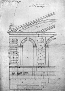 Élévation de l'étage d'attique du pavillon neuf du Louvre, dessin de Jacques Lemercier – Stockholm, Nationalmuseum – Gady 2005 p369