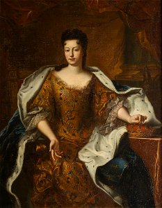 Élisabeth Charlotte d'Orléans (holding a crown as Duchess of Lorraine) from the studio of Pierre Gobert (Versailles)