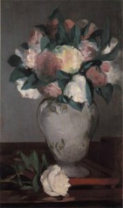 Édouard Manet - Vase de pivoines sur un plateau laqué