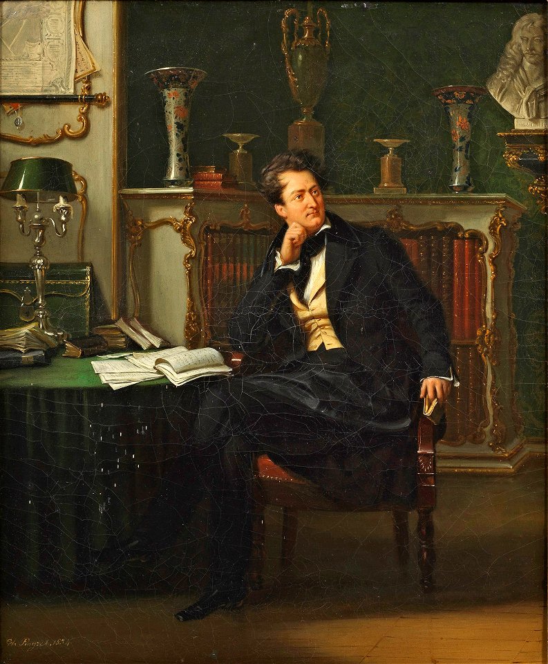 Édouard Pingret - Portrait eines Literaten in seinem Salon, 1834