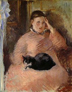 Édouard Manet - Femme au chat (Portrait de Madame Manet). Free illustration for personal and commercial use.