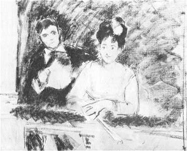 Édouard Manet - Eva Gonzalès et Leon Leenhoff dans la Loge aux Théâtre Italiens. Free illustration for personal and commercial use.