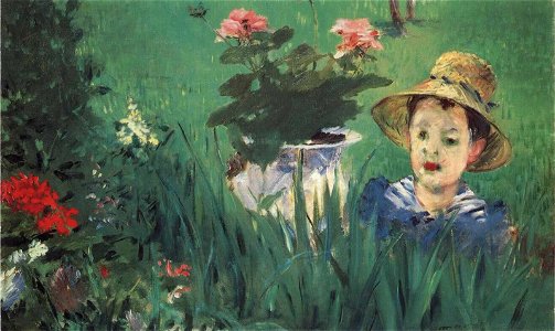 Édouard Manet Boy in Flowers. Free illustration for personal and commercial use.