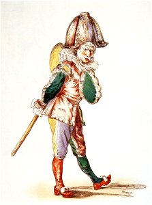 Édouard Manet - Polichinelle (gouache and watercolor over lithograph)