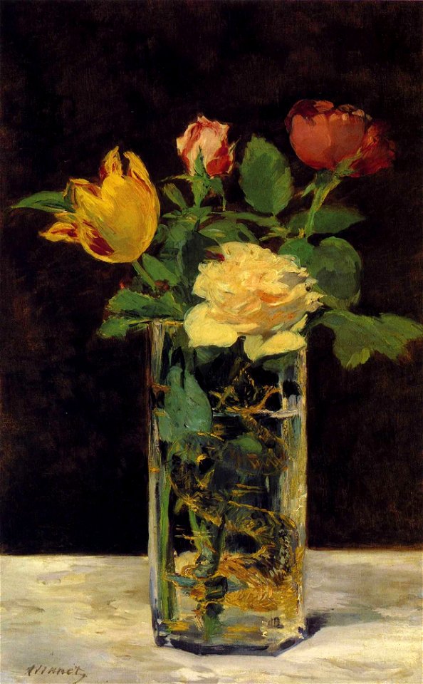 Édouard Manet - Roses et tulipes dans une vase (RW 422)