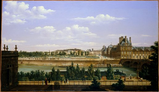 Étienne Bouhot - Le Jardin et le palais des Tuileries, vus du quai d'Orsay - P1503 - Musée Carnavalet