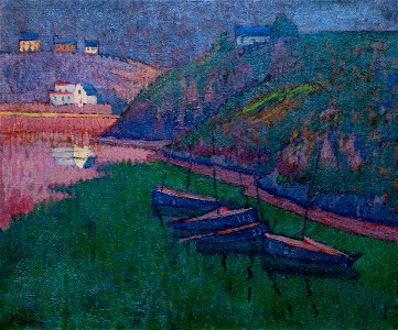 Émile Jourdan 1911-20 Barques de pêche dans une crique
