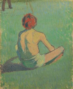 Émile Bernard - Boy sitting in the grass - Google Art Project. Free illustration for personal and commercial use.