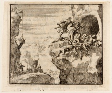 Één rover doodt zijn mederovers voor de ingang van een spelonk, objectnr A 47861