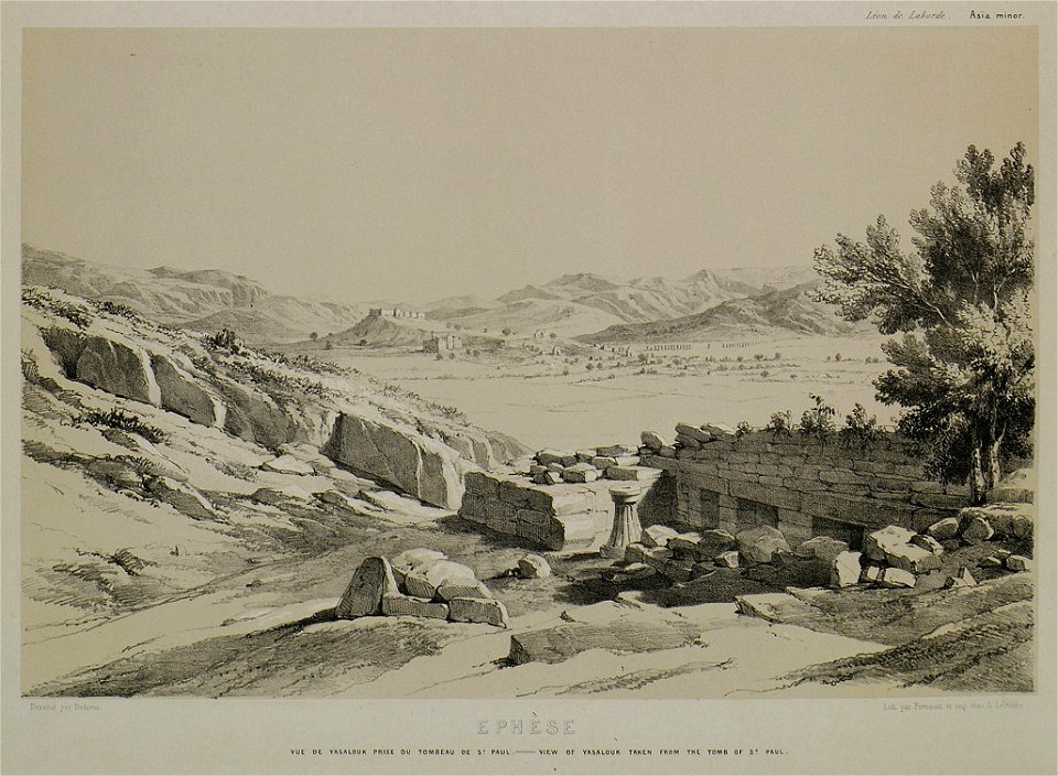 Éphèse Vue de Yasalouk prise du tombeau de St Paul - Laborde Léon Emmanuel Simon Joseph - 1838