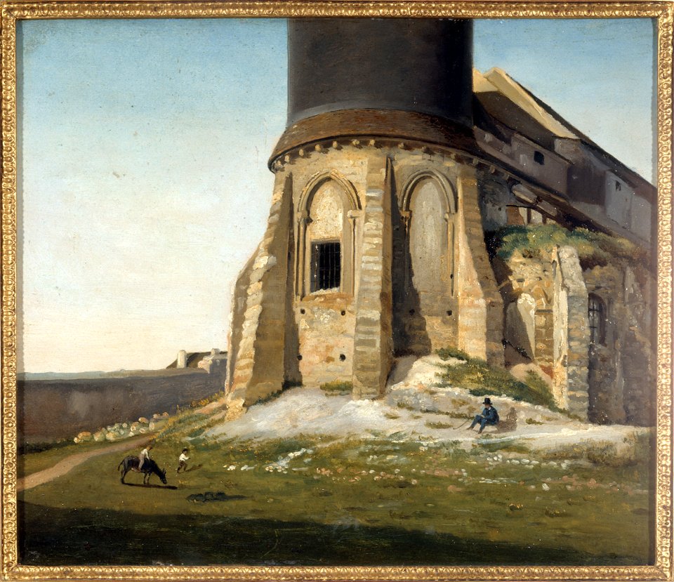 Étienne Bouhot - L'église de Montmartre, avec la tour du télégraphe Chappe - P1462 - Musée Carnavalet