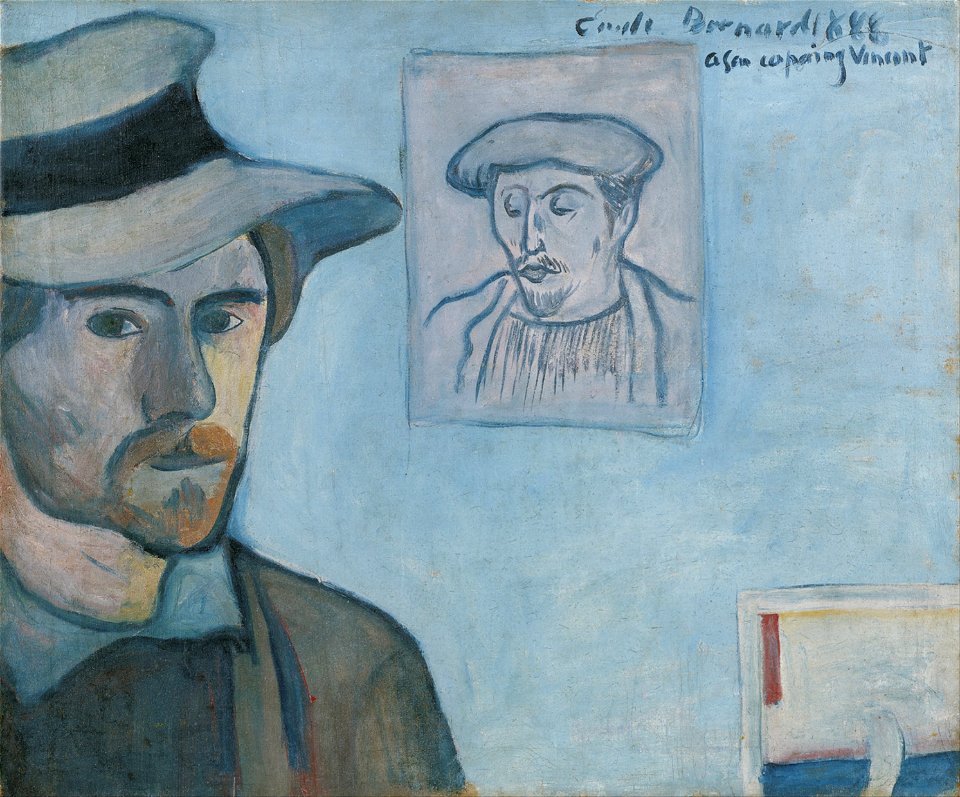 Émile Bernard - Self-portrait with portrait of Gauguin - Google Art Project