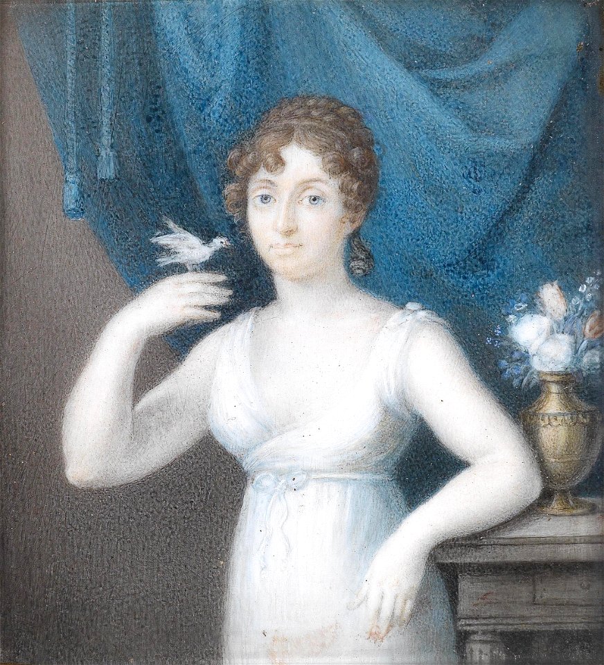 Österreich um 1810 Dame mit Vöglein