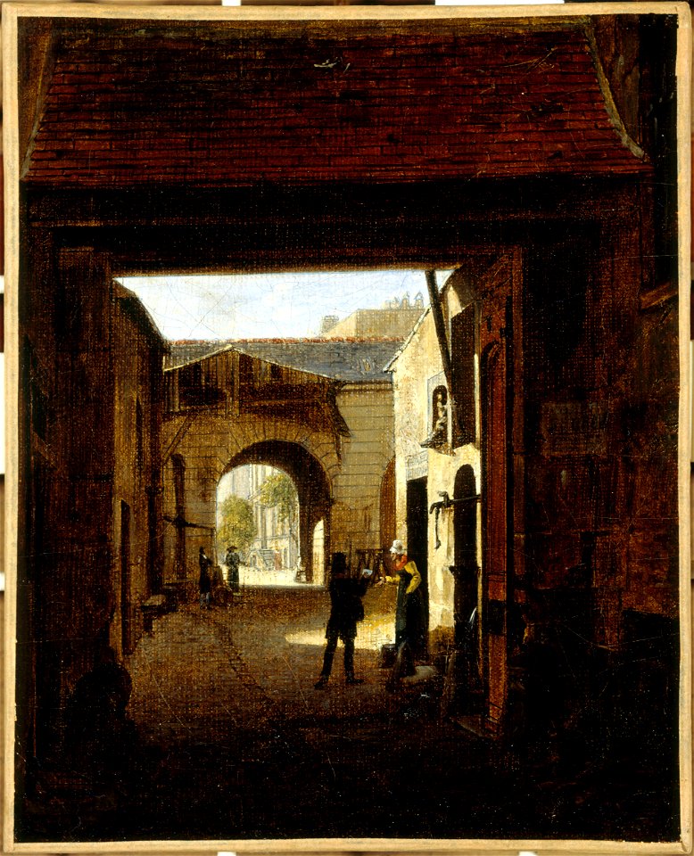 Étienne Bouhot - Cour d'une maison de roulage, rue Saint-Denis, dite cour Sainte-Catherine (P1458) - P1458 - Musée Carnavalet