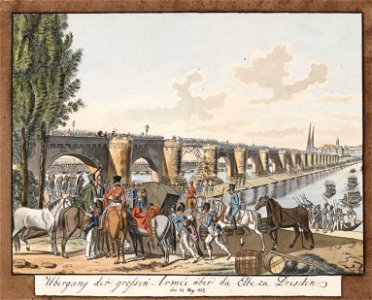 Übergang der großen Armée über die Elbe zu Dresden 1813
