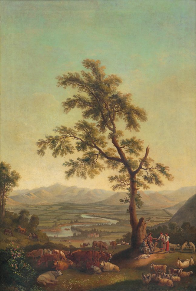 Český autor - Pastieri pod stromom - M 121 - Ernest Zmeták Art Gallery