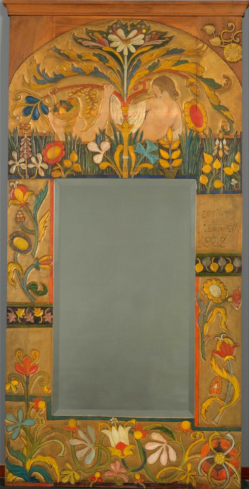 Émile Bernard - Mirror frame decorated with plants, flowers and two women figures - Google Art Project