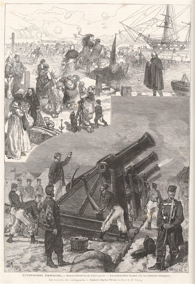 Événements d'Espagne. — Bombardement de Carthagéne, de Vierge