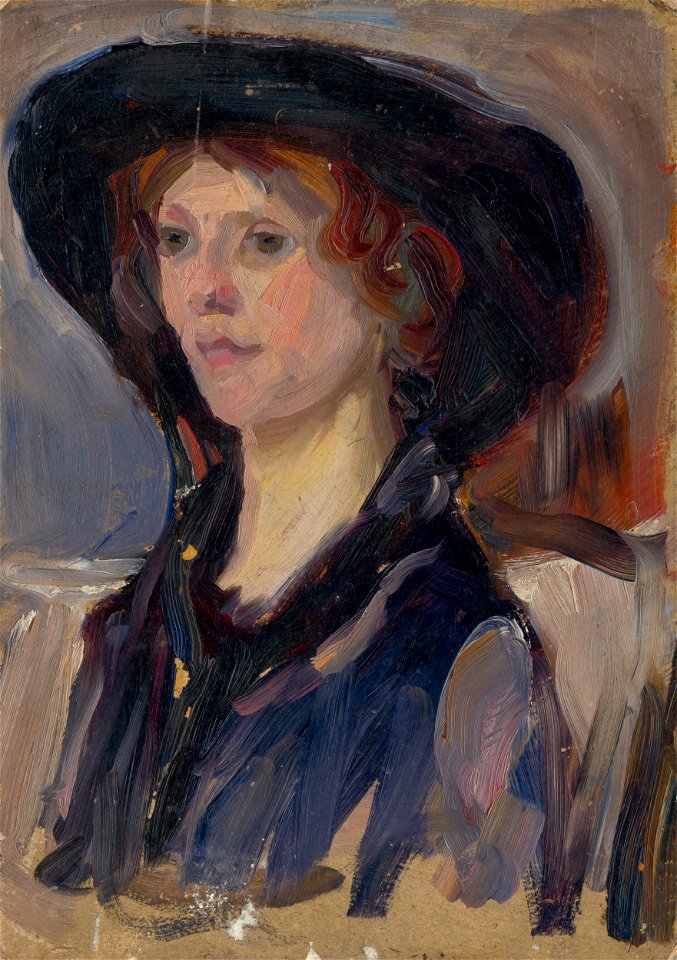 Ľudovít Pitthordt - Head Study of a Girl in a Hat - O 5644 - Slovak ...