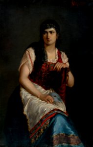 Ľudovít Pitthordt - Podobizeň sediacej ženy so škraboškou - O 1026 - Slovak National Gallery