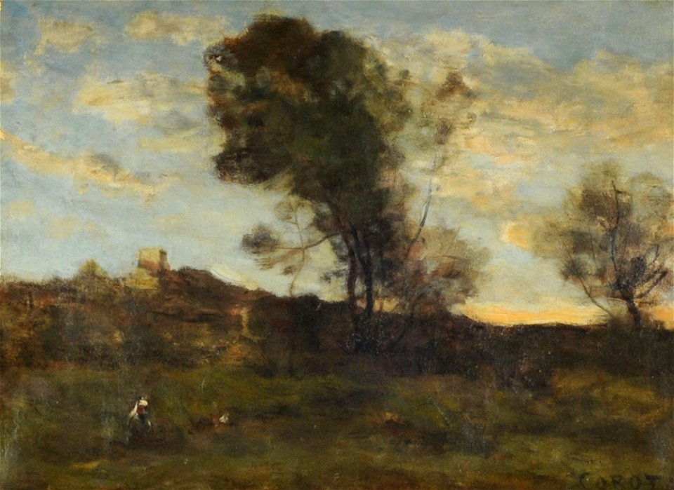 Últimos rayos de sol tras la torre - Camille Corot